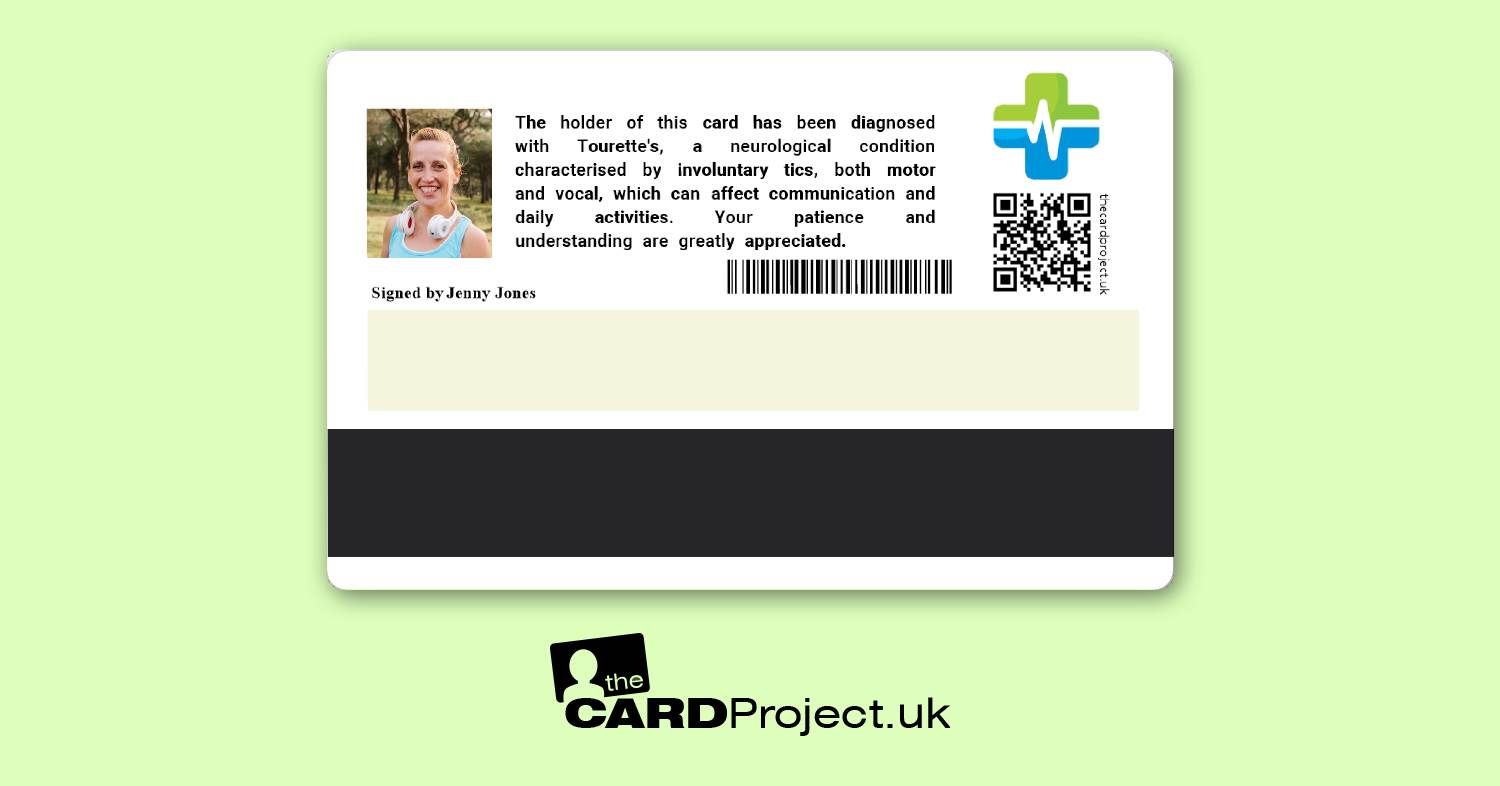 Tourettes Prem Photo Medical ID Card  (REAR)